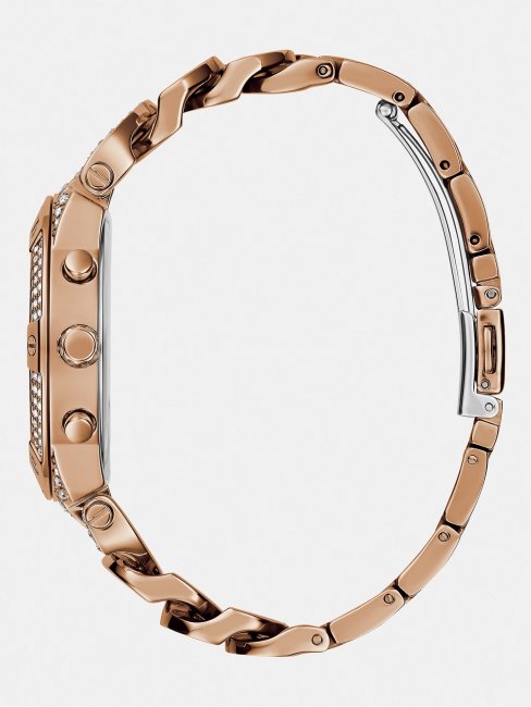 Montre à Cristaux Multifonctions En Or Rose Guess