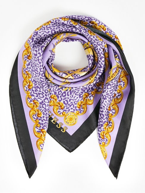 Foulard En Soie Mélangée à Logo 4g Guess Lilas