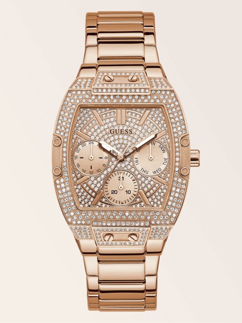 Montre Multifonction Guess En Or Rose Et Cristaux