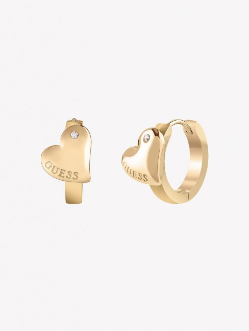 Guess Boucles D'oreilles Multi-coeurs Fluides Dorées