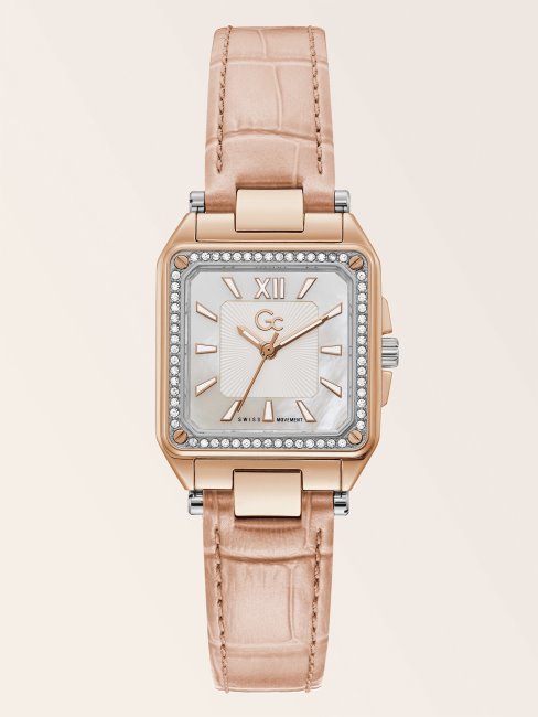 Montre Analogique En Cuir Gc Guess Or Rose