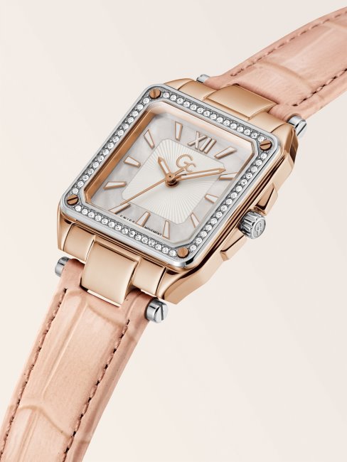 Montre Analogique En Cuir Gc Guess Or Rose