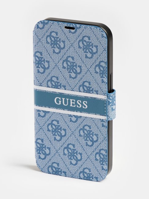 Coque Iphone 13 Livre Type Guess Bleue