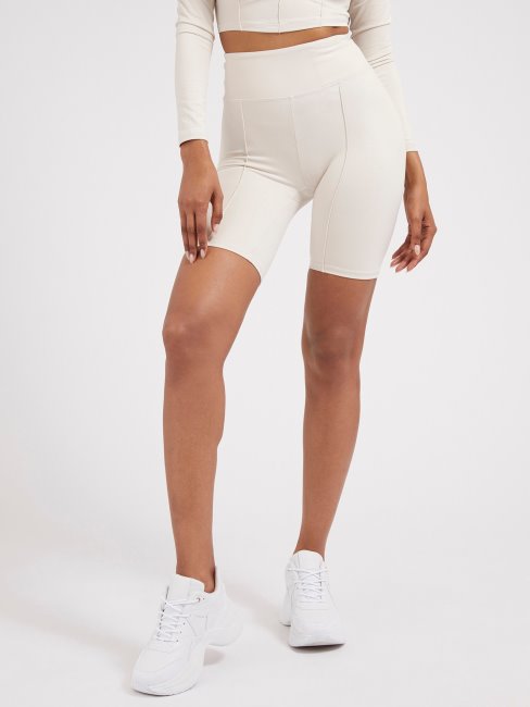 Guess Short De Motard En Microfibre Blanc