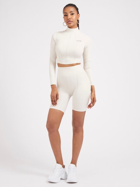Guess Short De Motard En Microfibre Blanc