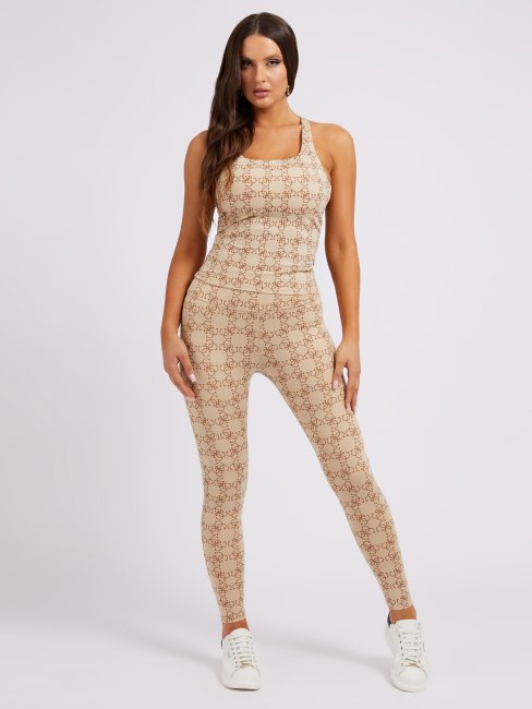 Guess Top Beige Avec Logo Sur L'ensemble