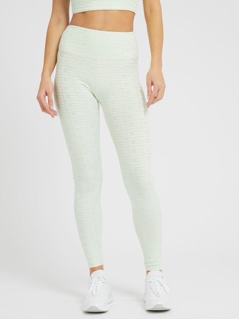 Legging Vert Clair à Logo Jacquard Guess