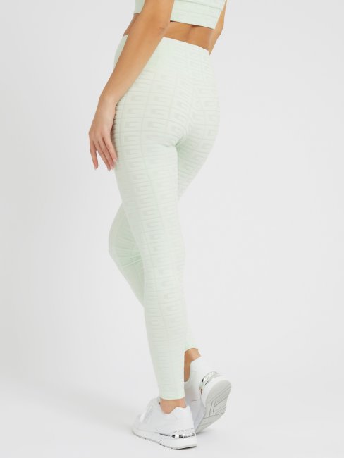 Legging Vert Clair à Logo Jacquard Guess