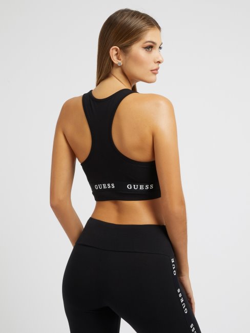 Guess Legging Noir à Bande Logo