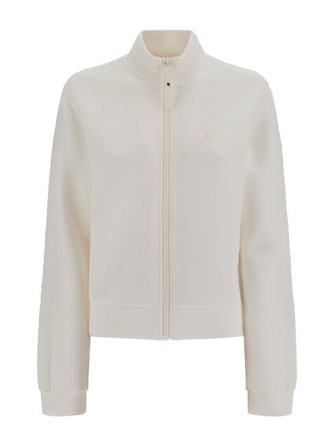 Guess Sweat Zippé Devant Blanc