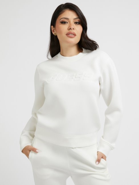 Sweat Blanc Logo Devant Guess