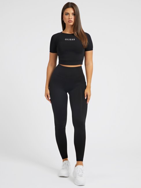 Top Noir Actif Avec Logo Sur Le Devant