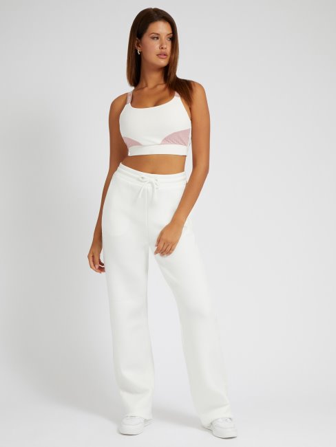 Guess Pantalon Blanc à Bande Logo