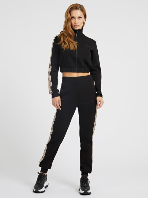 Sweat Crop Noir à Logo Sur Le Côté Guess