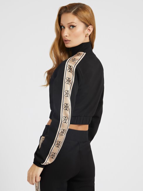 Sweat Crop Noir à Logo Sur Le Côté Guess