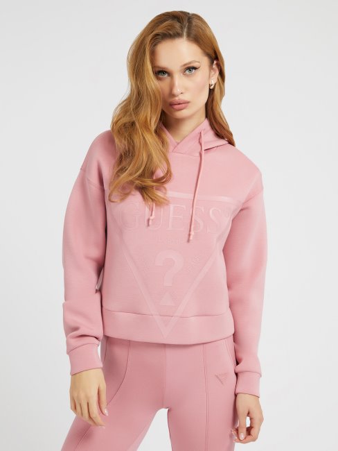 Guess Sweat Rose En Plongée Avec Logo Triangle Sur Le Devant