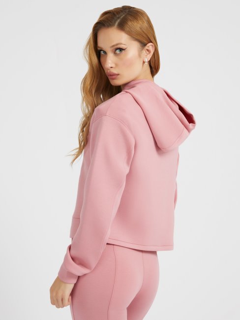 Guess Sweat Rose En Plongée Avec Logo Triangle Sur Le Devant