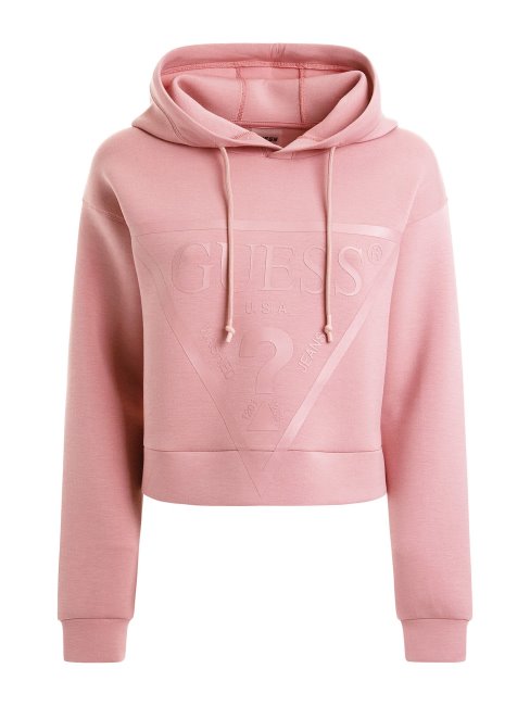 Guess Sweat Rose En Plongée Avec Logo Triangle Sur Le Devant