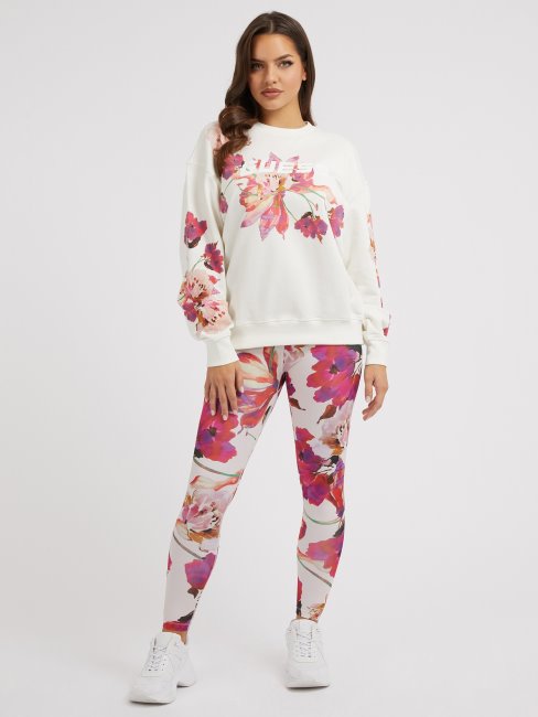 Sweat à Logo Floral Guess All Over Blanc