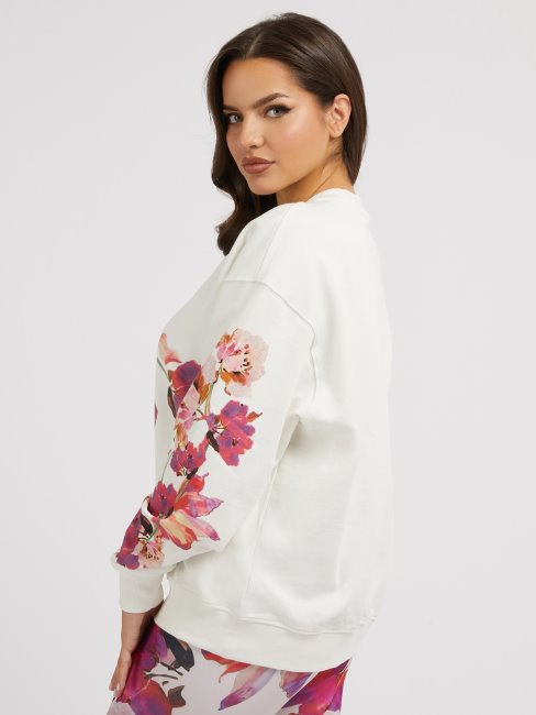 Sweat à Logo Floral Guess All Over Blanc