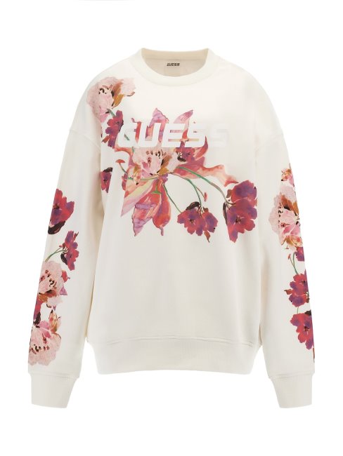 Sweat à Logo Floral Guess All Over Blanc