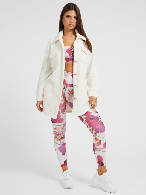 Robe Chemisier En Fausse Fourrure Marron Guess