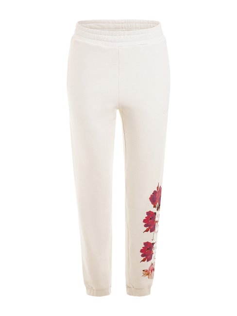 Guess Side Floral Logo Pantalon De Jogging Blanc