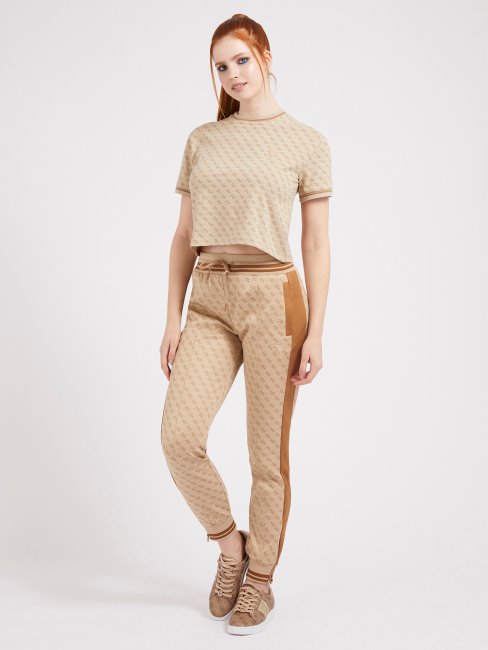 T-shirt Beige à Logo All Over Guess