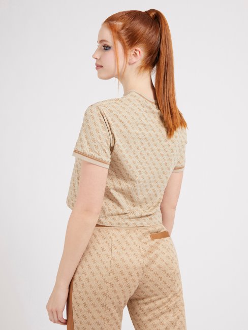 T-shirt Beige à Logo All Over Guess