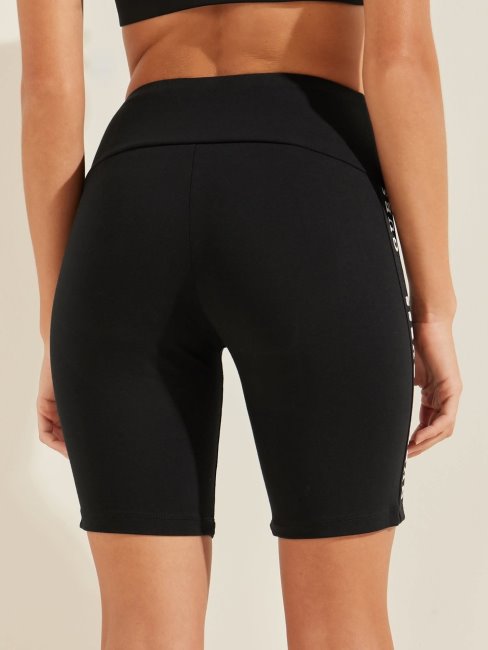Short De Motard Noir à Bande Logo Guess