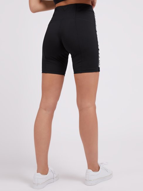 Guess Short De Motard Noir à Bande Logo