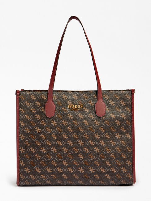 Sac Shopping Noir Guess Silvana 4g Logo