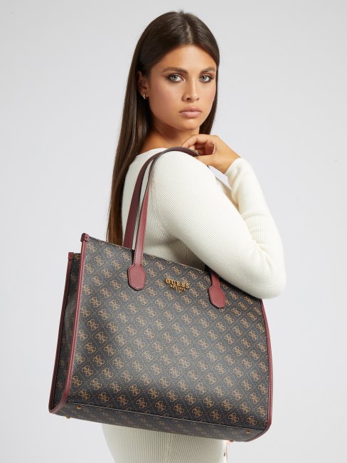 Sac Shopping Noir Guess Silvana 4g Logo