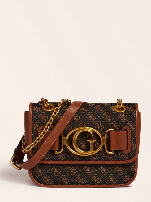 Sac à Bandoulière Aileen 4g Logo Guess Marron Foncé