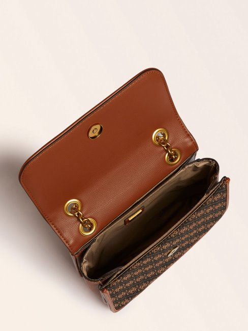 Sac à Bandoulière Aileen 4g Logo Guess Marron Foncé