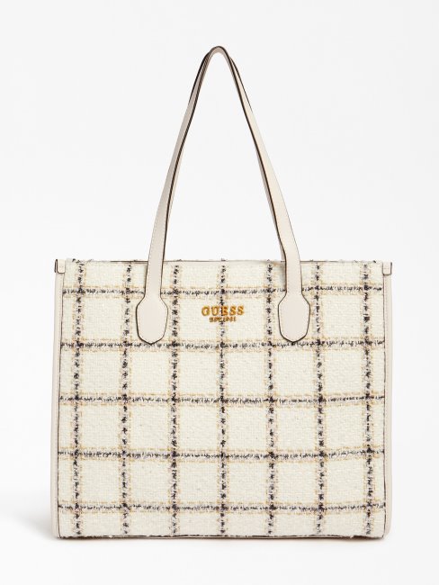 Guess Silvana Tweed Shopper Blanc Multi