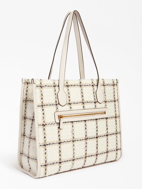 Guess Silvana Tweed Shopper Blanc Multi