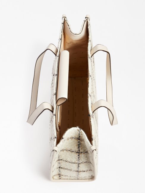 Guess Silvana Tweed Shopper Blanc Multi