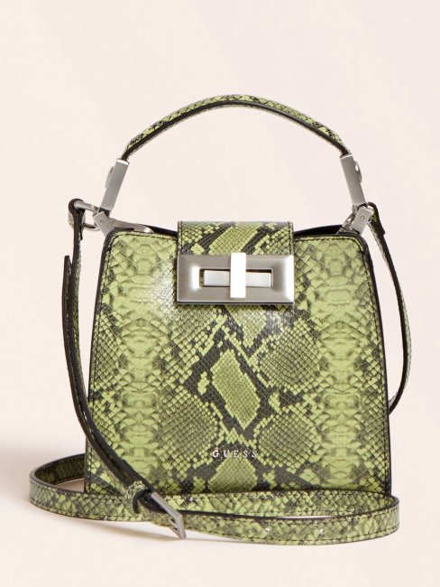 Monia Mini Sac à Main En Cuir Véritable Vert Guess