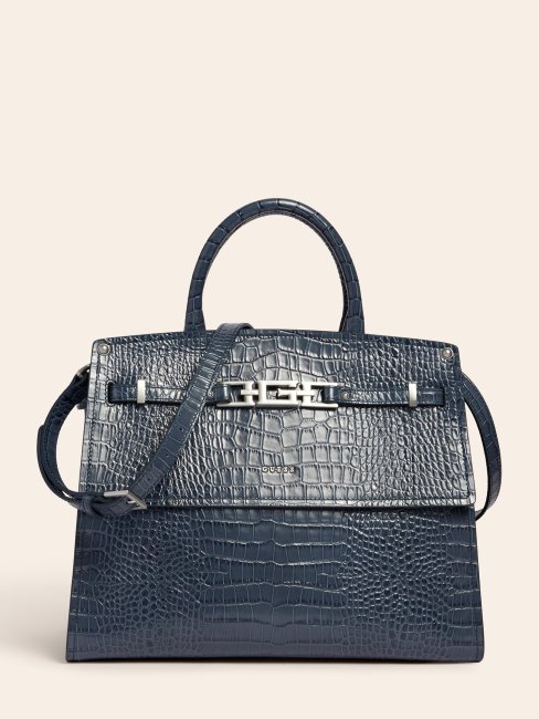 Sac à Main Bleu Guess Megan Luxe En Cuir Véritable