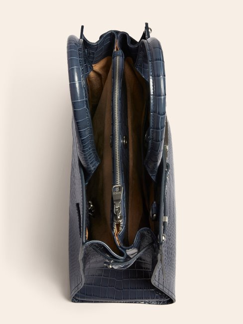 Sac à Main Bleu Guess Megan Luxe En Cuir Véritable