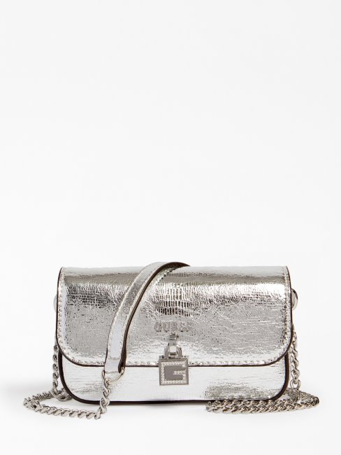 Mini Sac Porté épaule Guess Métallisé Night Fall Argenté