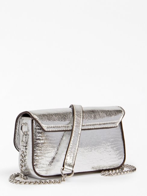 Mini Sac Porté épaule Guess Métallisé Night Fall Argenté