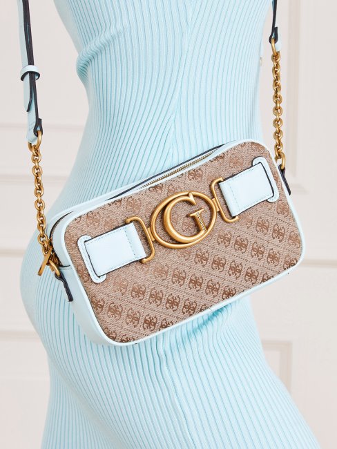 Guess Bleu Clair Mini Sac à Bandoulière Avec Logo Aviana 4g