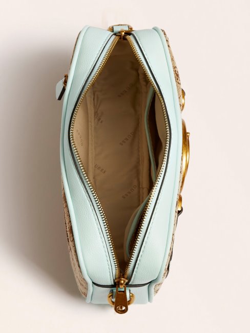 Guess Bleu Clair Mini Sac à Bandoulière Avec Logo Aviana 4g