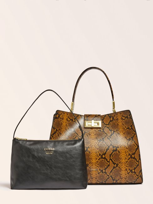 Monia Sac à Main En Cuir Véritable Jaune Guess