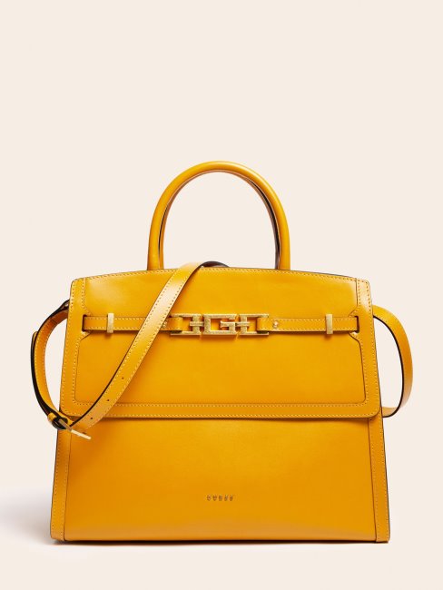 Sac à Main Guess Jaune Cristina En Cuir Véritable