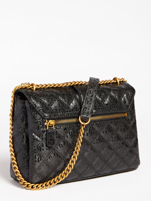 Sac à Bandoulière Noir Gaia 4g Logo Guess