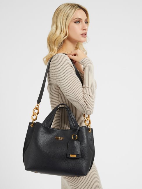 Sac à Main Noir à Charm Logo Guess Nell