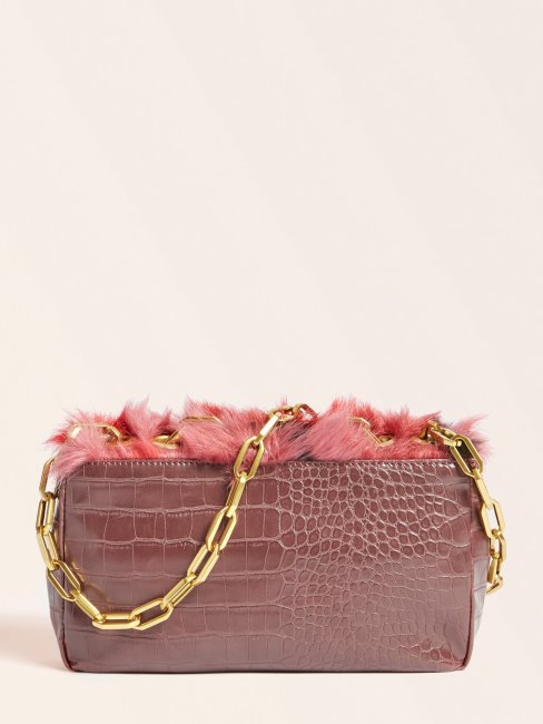 Guess Helma Sac à Bandoulière En Fausse Fourrure Rouge